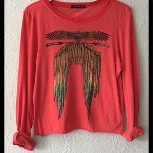 Small Wild Fox Phoenix Feathers Long Sleeve Top